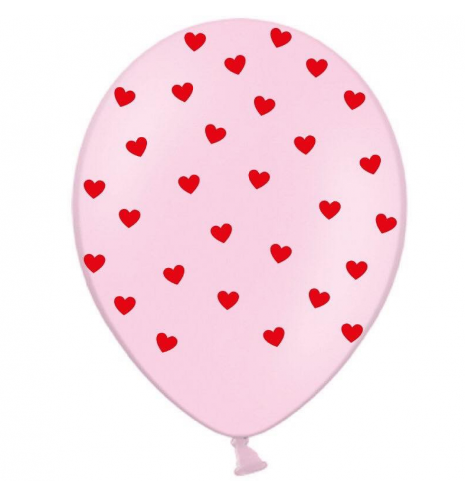 Кулі ТМ Sharoff 12" (Червоні серця на рожевій кульці) (25 шт)