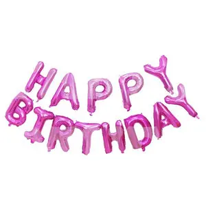 Фольгована фігура літери "Happy birthday" Набір букв (малинові 40 см)
