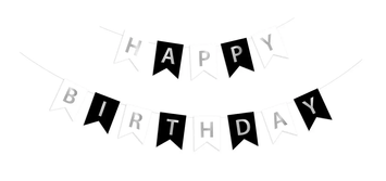 Гирлянда буквы Happy Birthday черно-белая