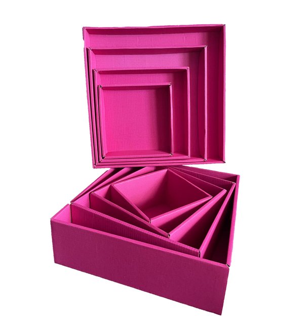 Набір подарункових коробок "Малинові" (4 шт.) двосторонній картон (h-9)