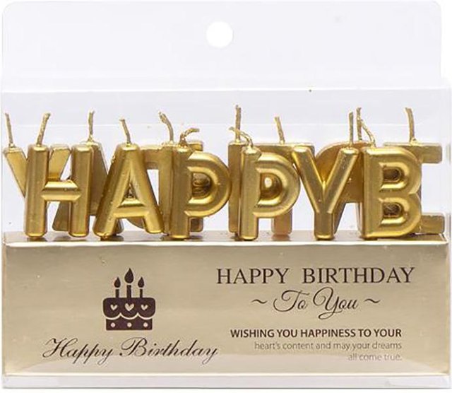 Набір свічок для торту літери "Happy Birthday Золото"