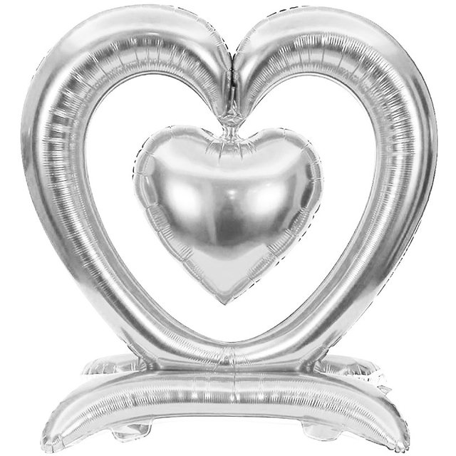 Стояча фольгована фігура "Срібне сердце з серцем" Китай