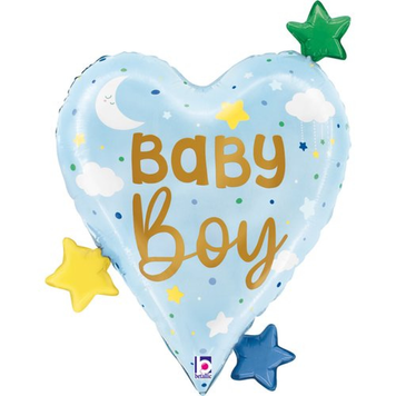 Фольгована фігура Серце baby boy з зірками (в інд. уп.) Grabo