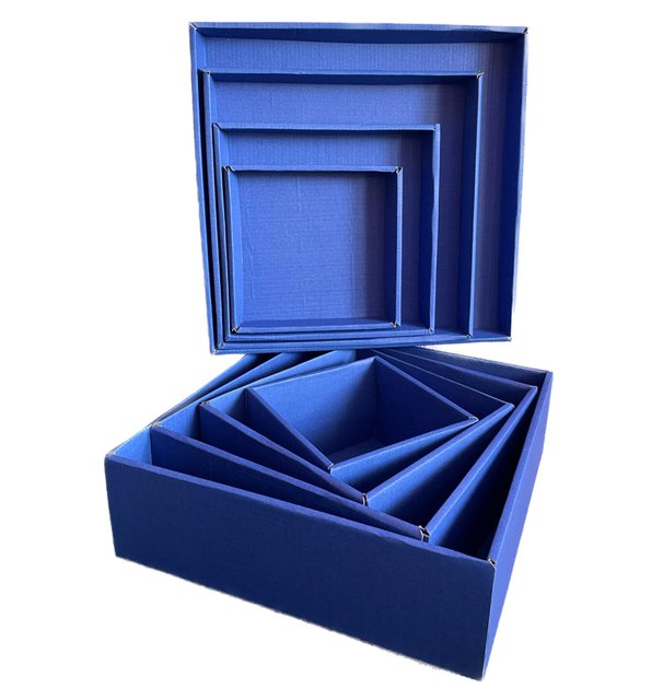 Набор подарочных коробок "Синие" (4 шт.) двусторонний картон (h-9)