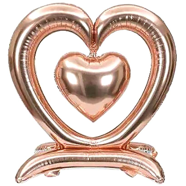 Стояча фольгована фігура "Рожеве золото сердце з серцем" Китай