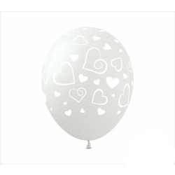 Повітряні кульки ТМ SHOW (5 сторін) 12" (Білі з сердечками)