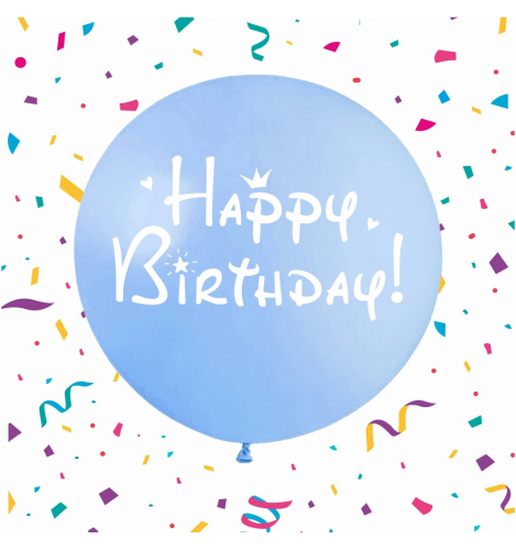 Шар ТМ Sharoff 24" (Happy Birthday голубой) (1 шт)