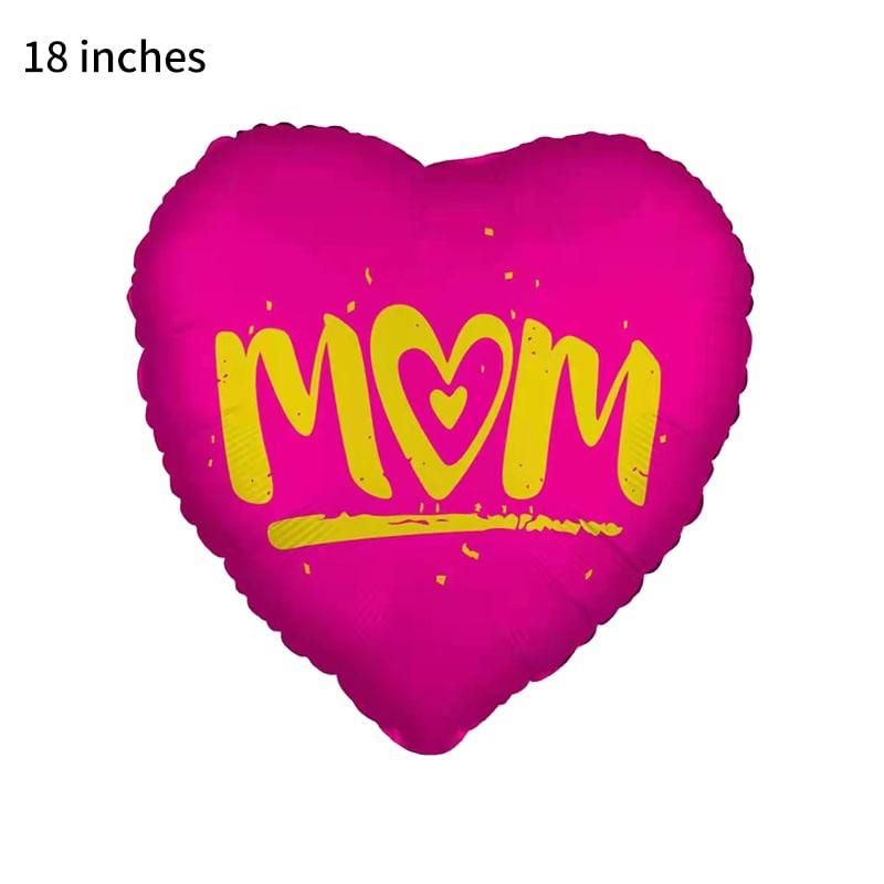 Фольга 18" (45см) "Сердце розовое - Mom" (Китай)