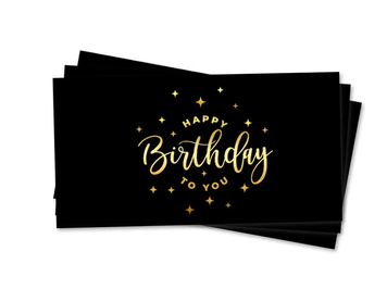 Конверт для грошей "Happy Birthday Stars золоте тиснення на чорному"