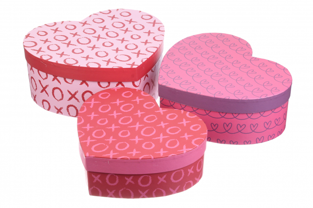Набор подарочных коробок в форме Сердца с принтом сердец разных Xo-xo (3 шт/компл.)