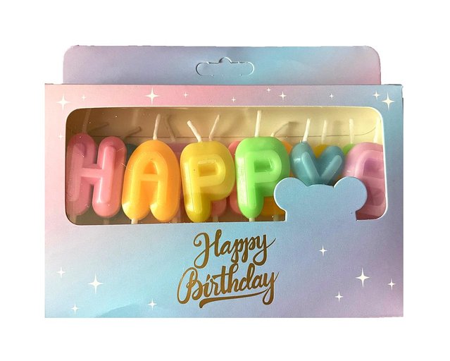 Набір свічок для торту літери "Happy Birthday Макарун"