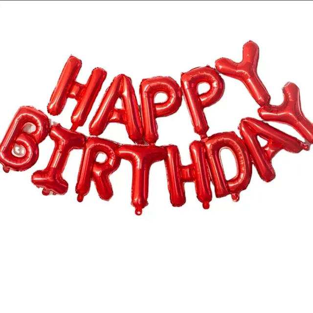 Фольгована фігура літери "Happy birthday" Набір букв (Червоні) 40 см