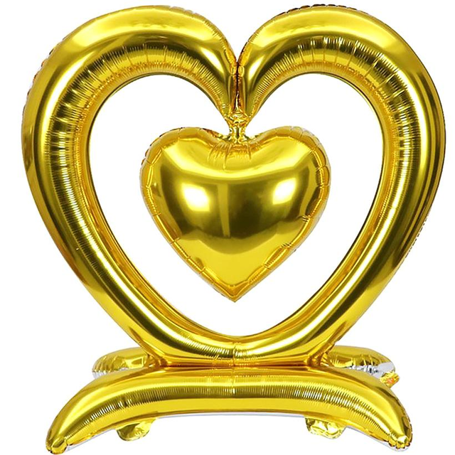 Стоячая фольгированная фигура "Золотое сердце с сердцем" Китай
