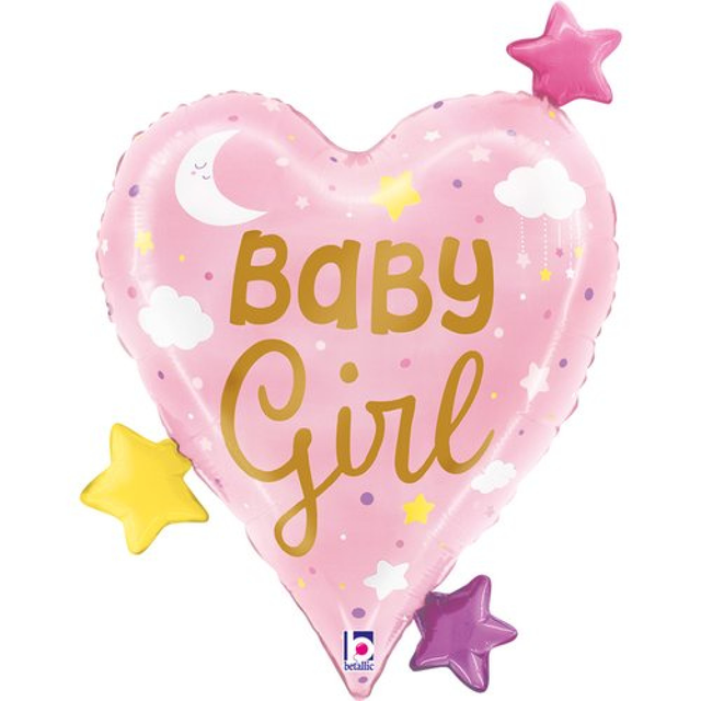 Фольгированная фигура Сердце baby girl со звездами Grabo