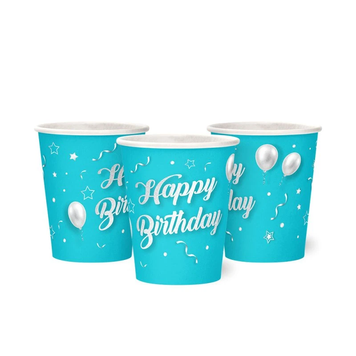 Стаканчики "Happy Birthday кульки на блакитному" (10шт-уп)