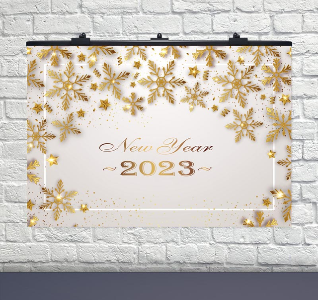 Плакат для праздника Золотые Снежинки new year 2023 75х120 см