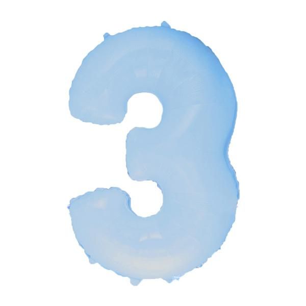 Фольга блакитна пастель цифра 3 (Flexmetal) (в Інд.уп)