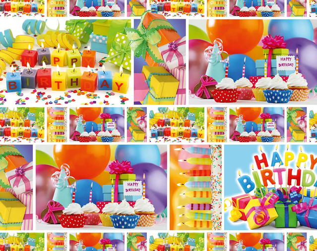 Упаковочная подарочная бумага "Happy birthday свечи и кексы" (25л)