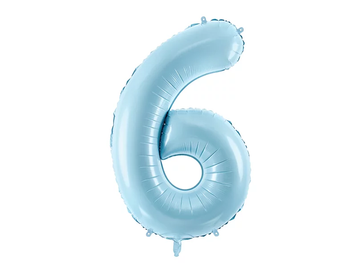 Фольгированная цифра 6 Голубая PartyDeco