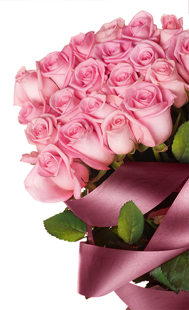 Подарочный пакет "Розы с лентой" 11х18х5 см