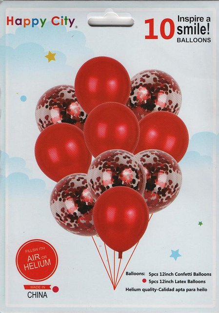 Набір латексних кульок Party Balloon Червоний 10 шт (Китай) (в індив. упаковці)