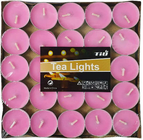 Свечи чайные розовые 50 шт/уп