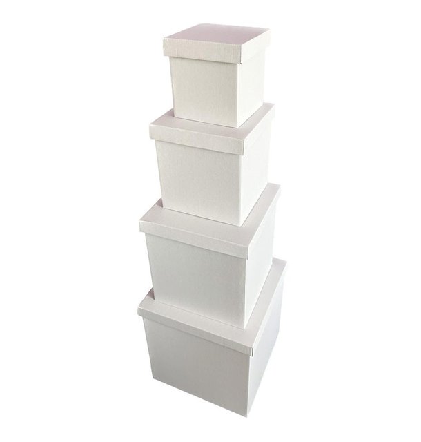 Набор больших подарочных коробок "Белые" (4 шт.) двухсторонний картон (h-30)