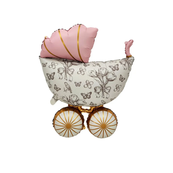 Фольгована фігура Коляска рожева (Китай) (в інд. уп.)